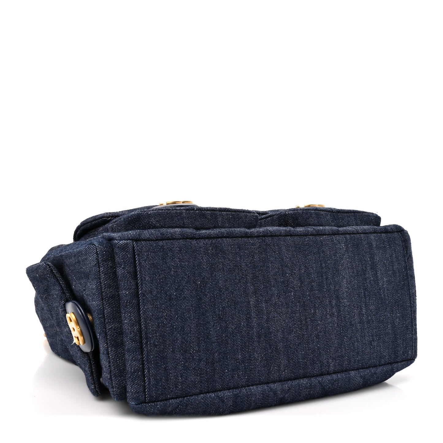 Washed Denim Quilted Large Trendy Pockets Hobo Dark Blue
