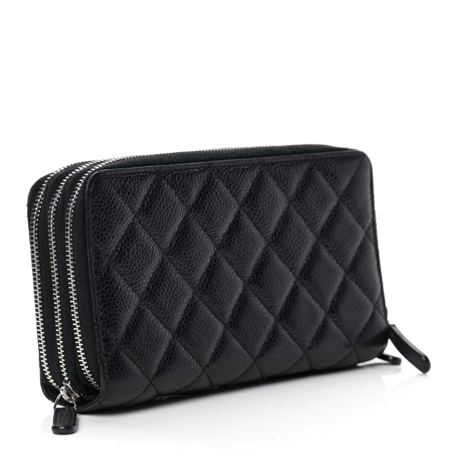 Chanel Caviar Quilted Triple Zip Wallet Black 2 of 5