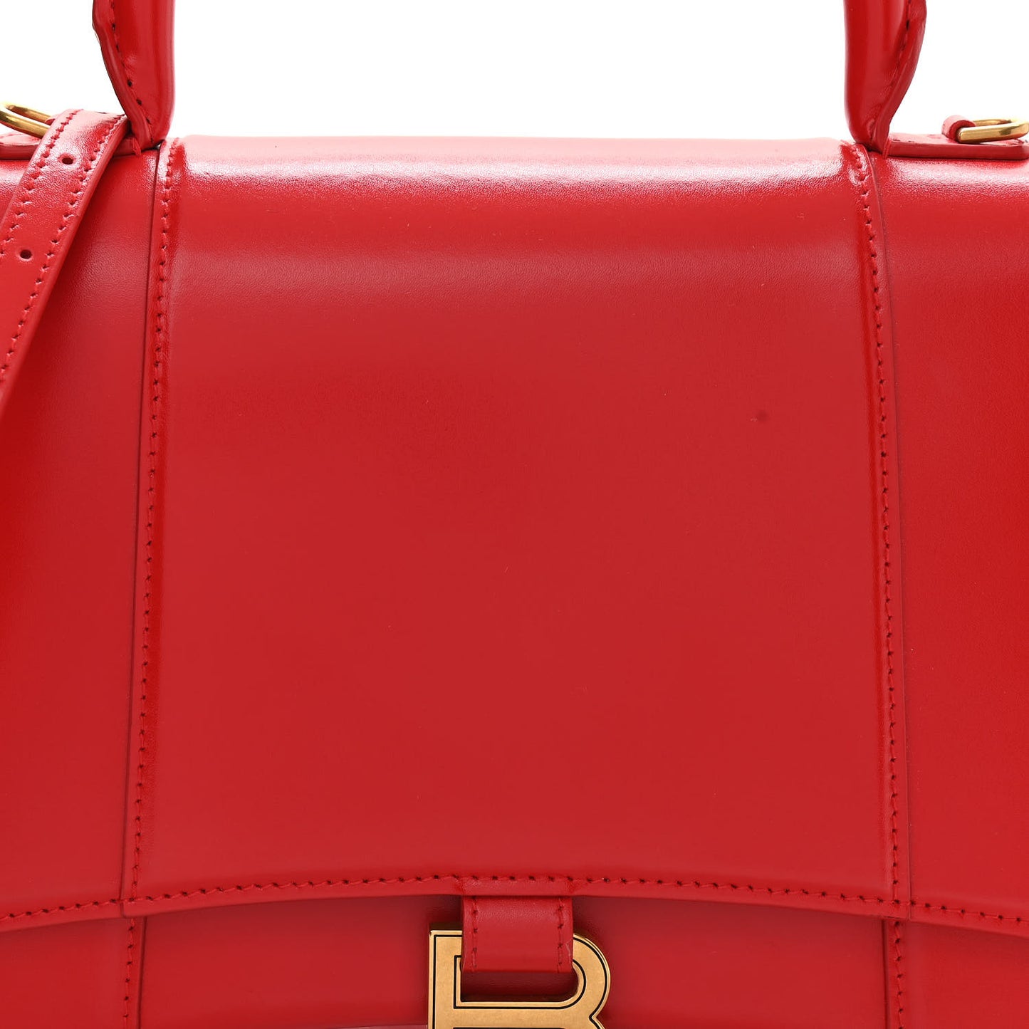 Shiny Box Calfskin Medium Hourglass Top Handle Bag Bright Red