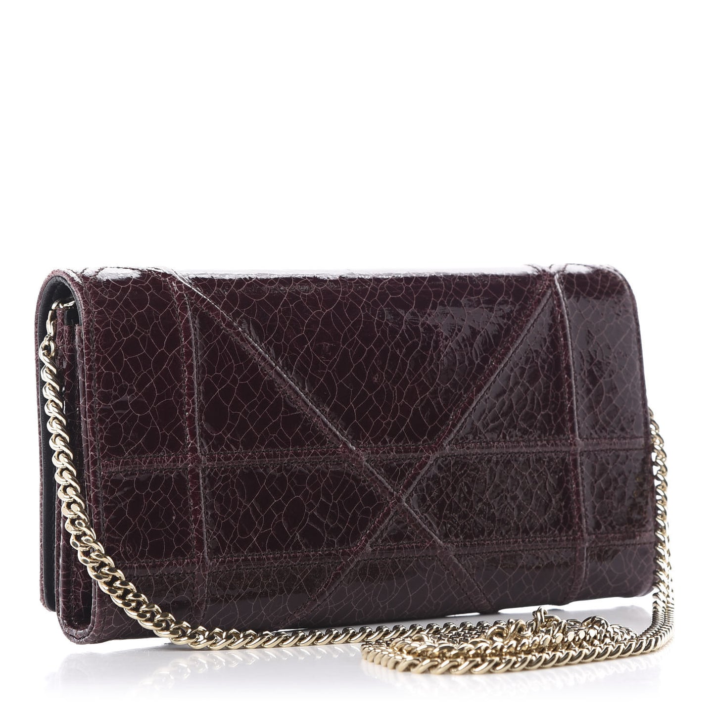 Ceramic Effect Deerskin Diorama Croisiere Chain Wallet Burgundy