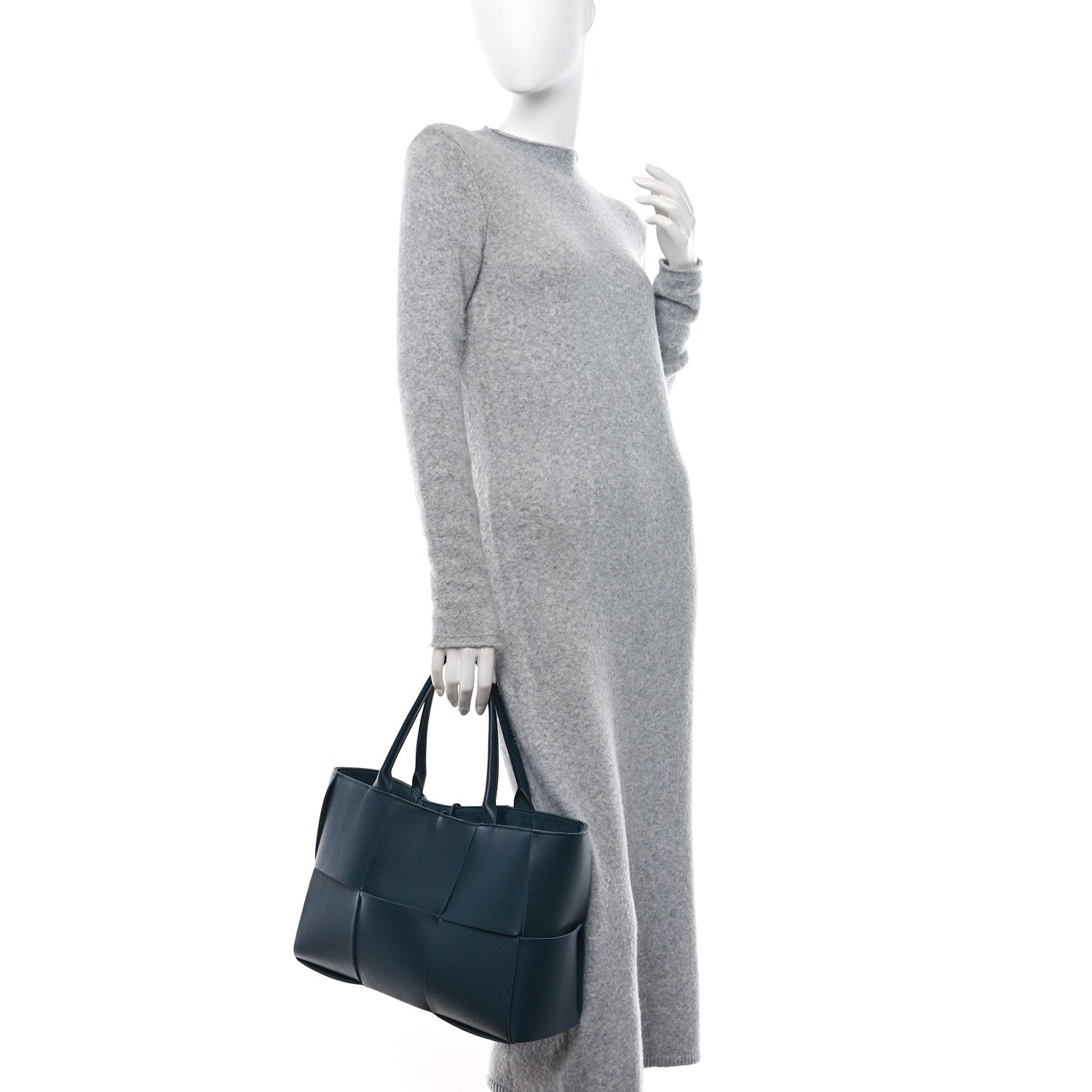 Bottega Veneta Grained Calfskin Maxi Intrecciato Medium Arco Tote Navy Blue 2 of 11