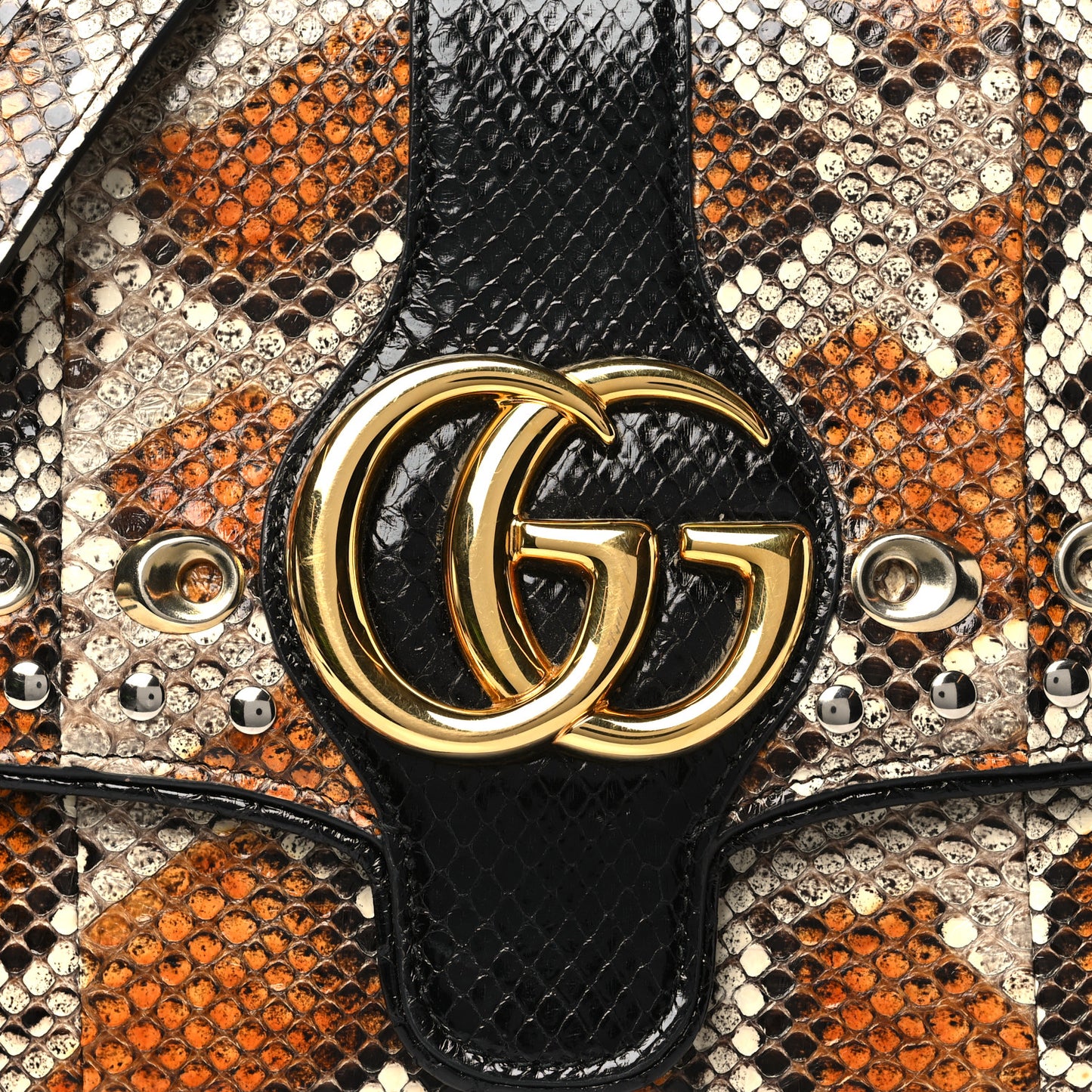 Snakeskin Medium Arli Flap Shoulder Bag Cognac Black