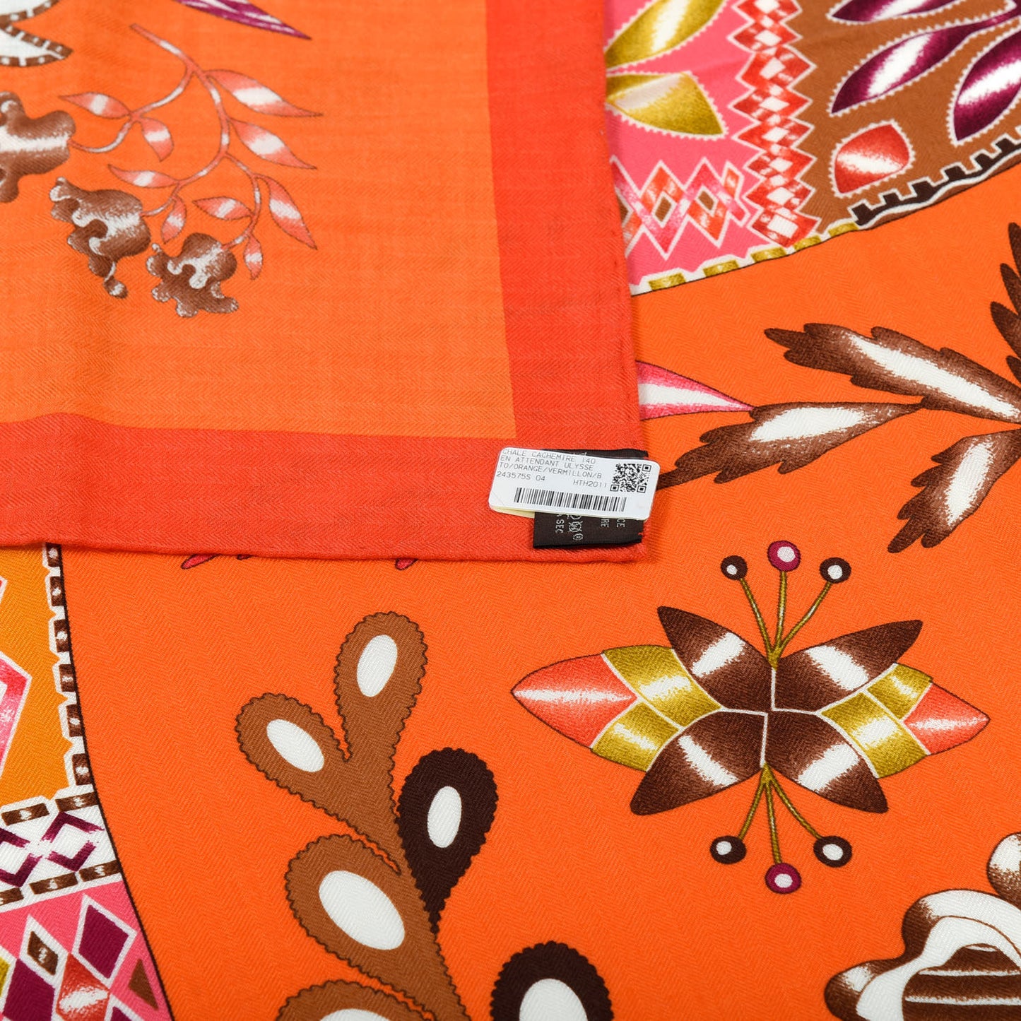 Cashmere Silk En Attendant Ulysse Shawl 140 Orange Vermillon