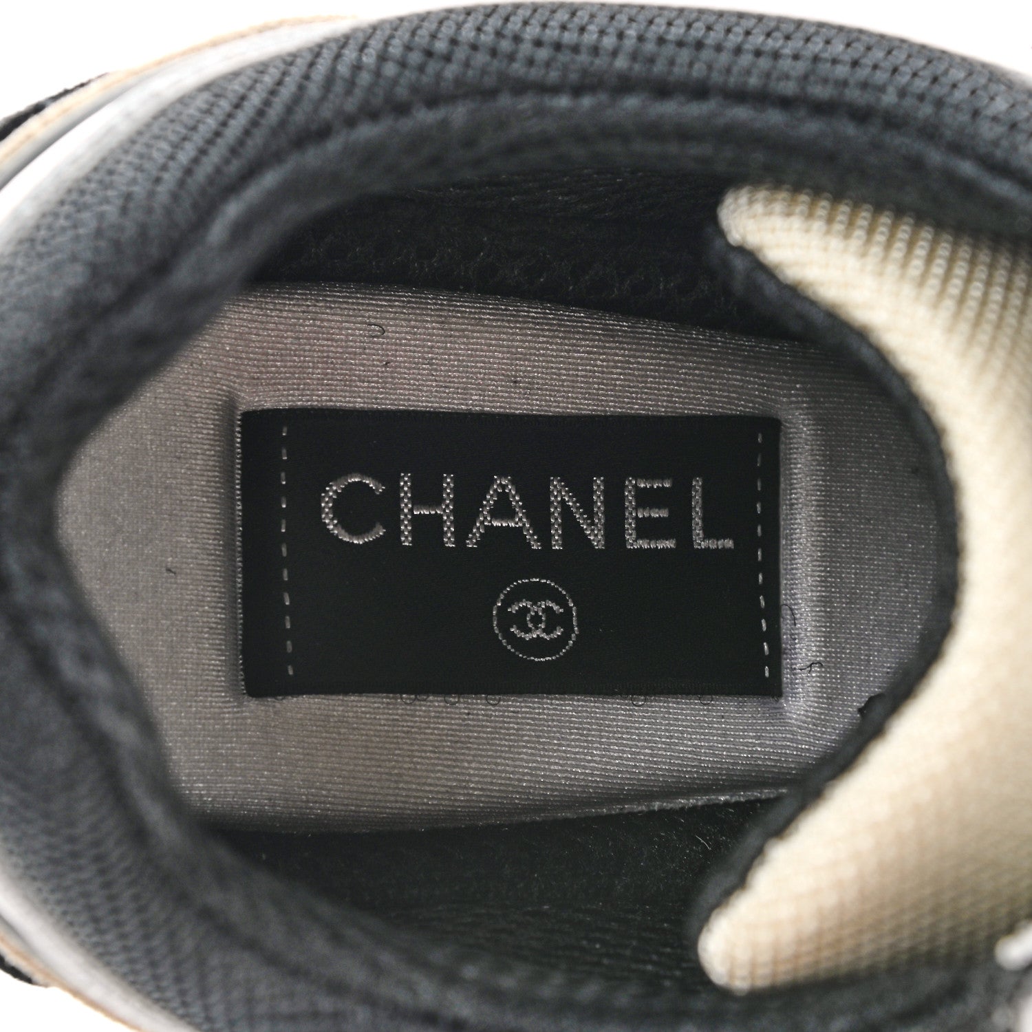 Chanel Mesh Suede Calfskin Womens CC Sneakers 39 White Ivory Dark Beige 7 of 8