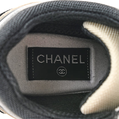 Chanel Mesh Suede Calfskin Womens CC Sneakers 39 White Ivory Dark Beige 7 of 8