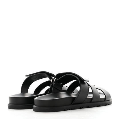 Hermes Calfskin Womens Chypre Sandals 38.5 Black 4 of 8