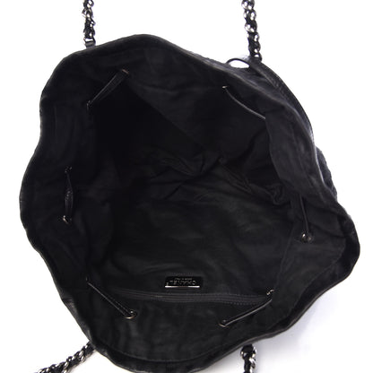 Chanel Pony Hair Quilted Drawstring Tote Black 5 of 10
