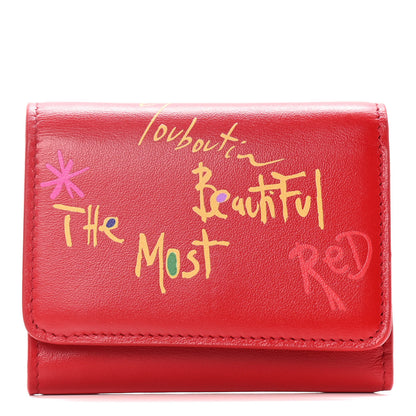 Christian Louboutin Calfskin Script Mini Loubigaga Wallet Red 1 of 15