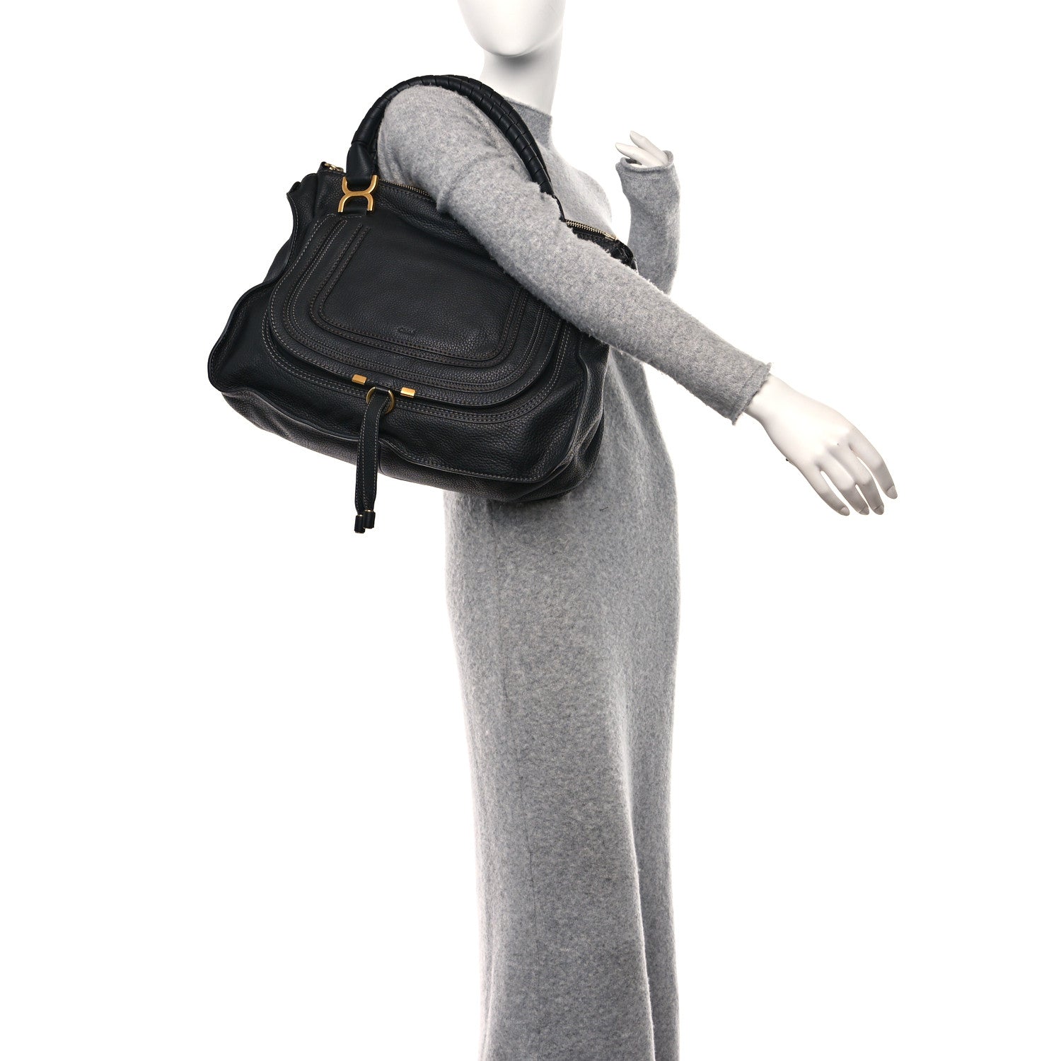 Chloe Calfskin Large Marcie Satchel Black 3 of 9