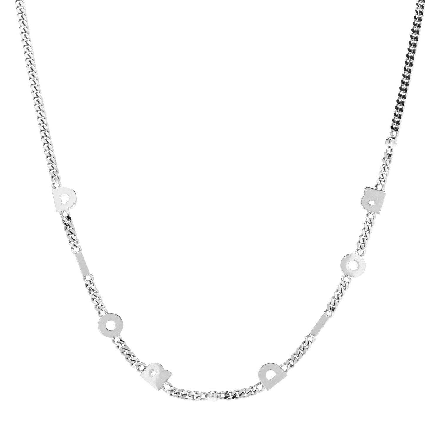 HOMME Metal Logo Chain Necklace Silver