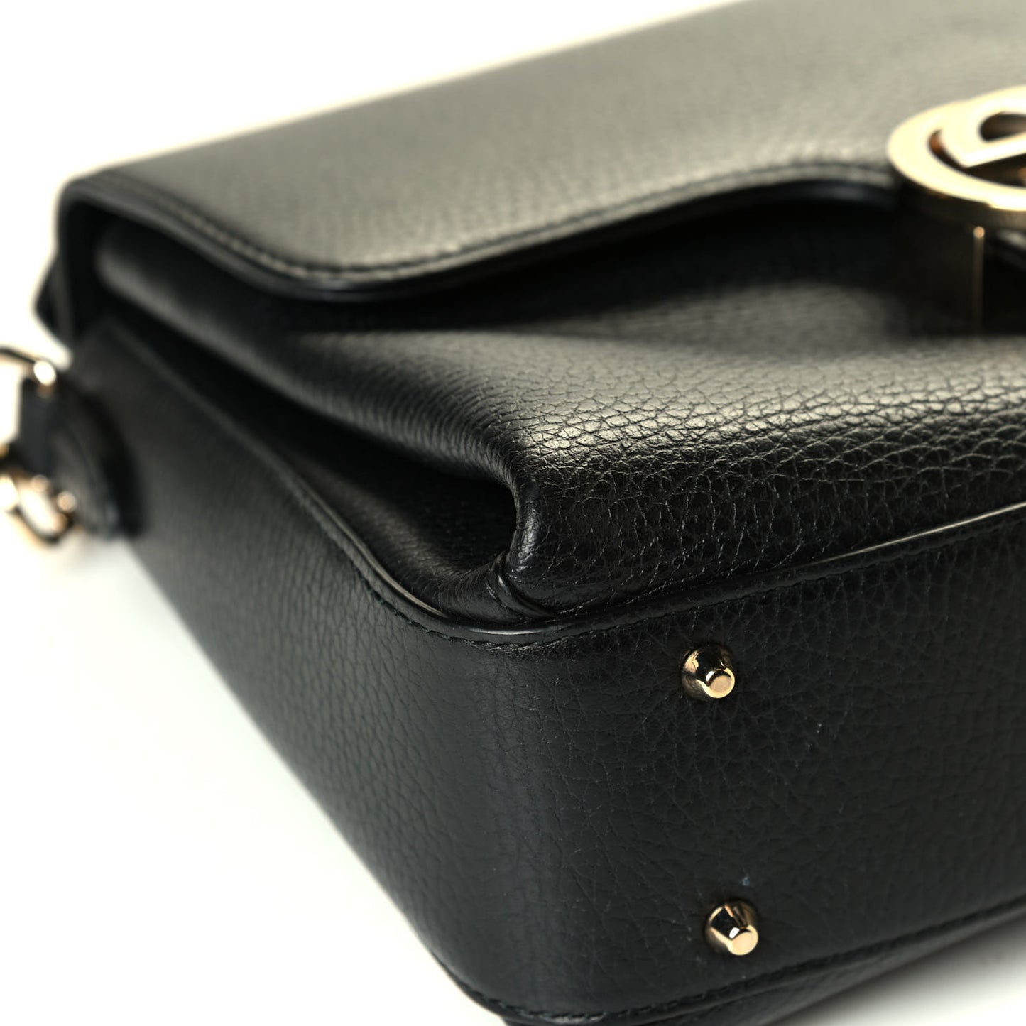 Dollar Calfskin Interlocking G Top Handle Shoulder Bag Black