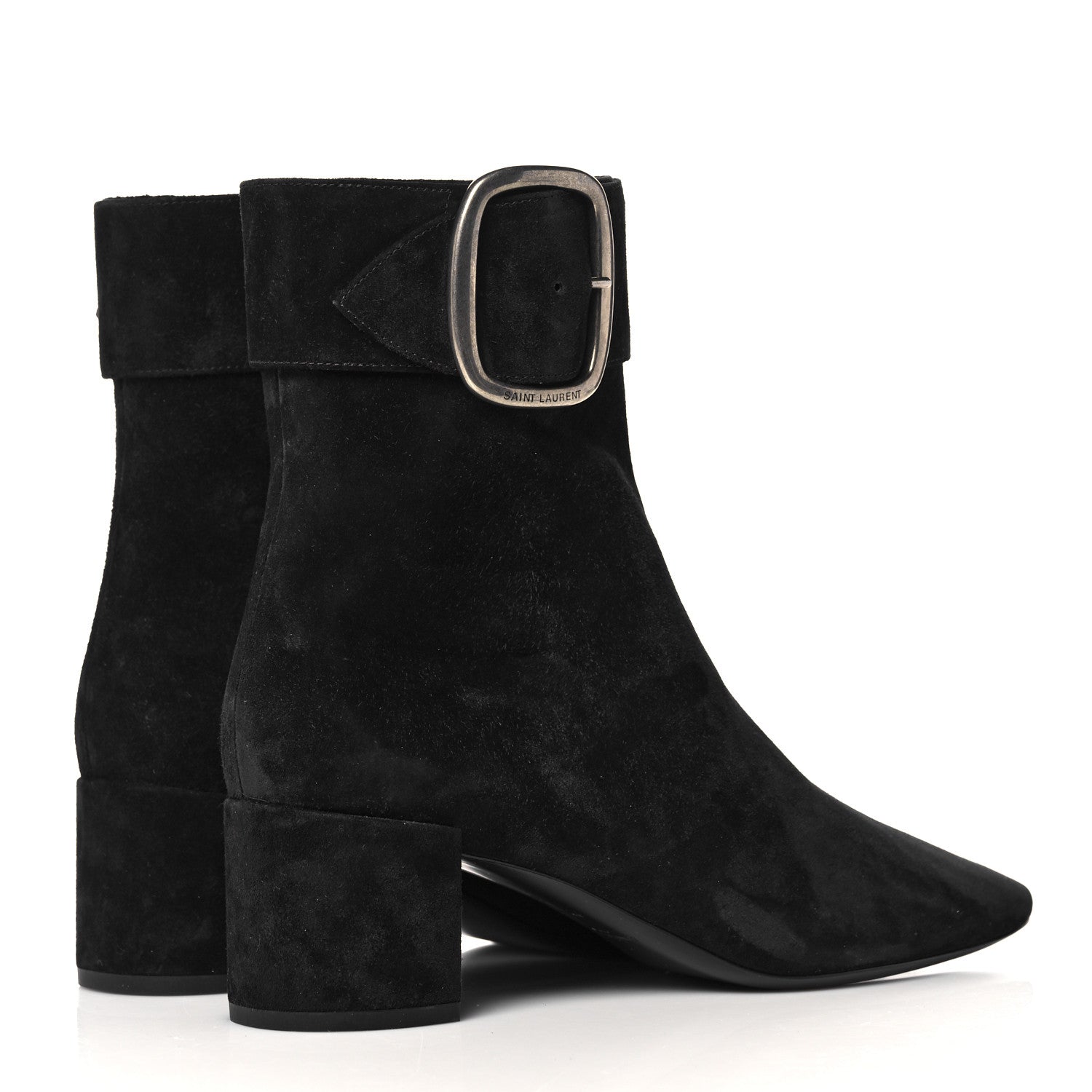 Saint Laurent Suede Joplin 50 Buckle Booties 39 Black 4 of 9
