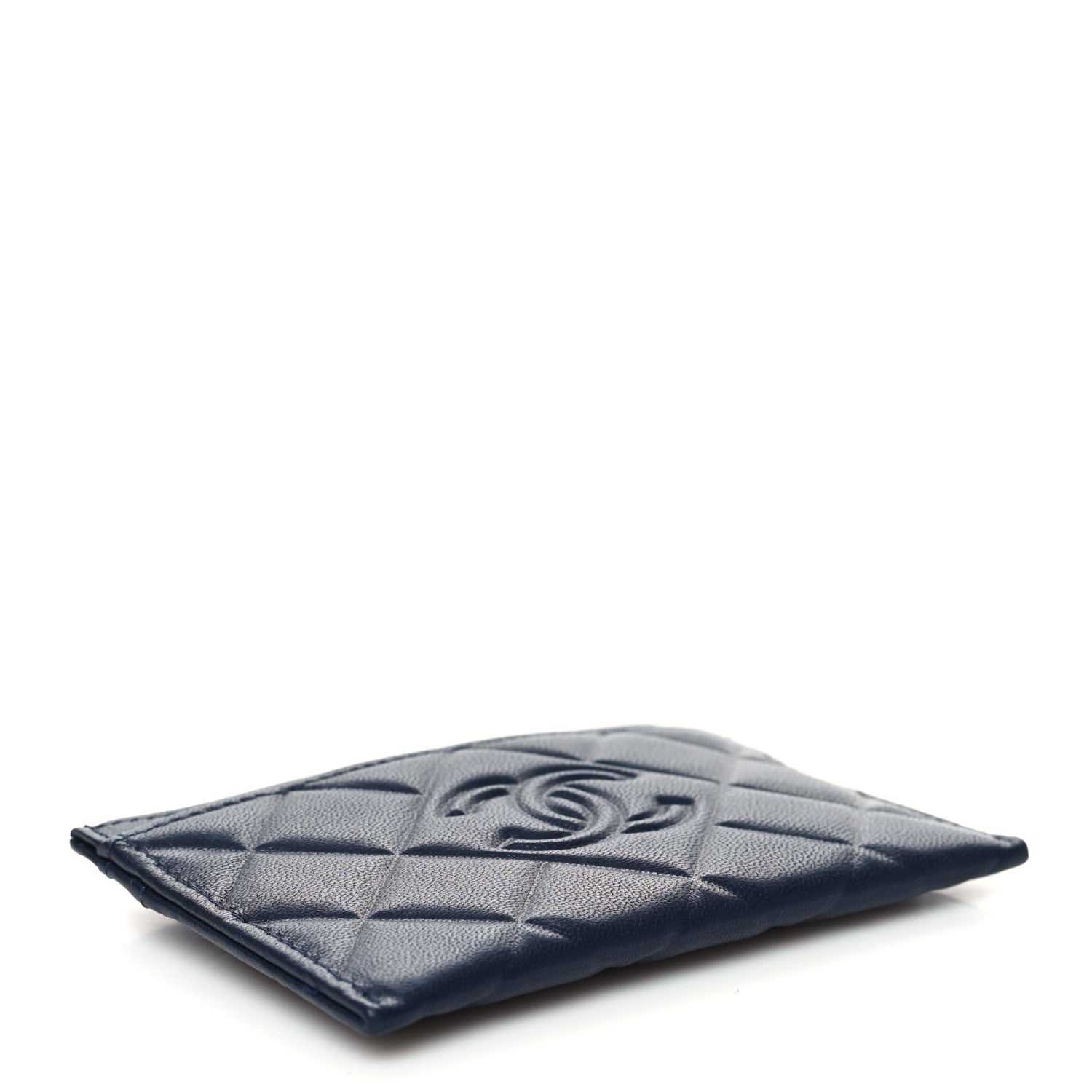 Chanel Lambskin Diamond Quilted CC Card Holder Navy 4 of 10