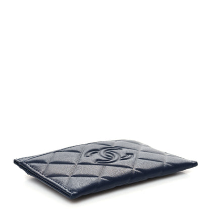 Chanel Lambskin Diamond Quilted CC Card Holder Navy 4 of 10