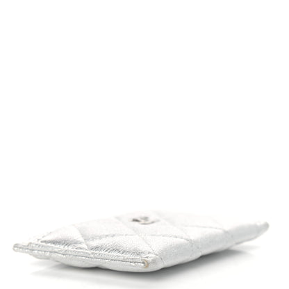 Chanel Metallic Lambskin Quilted Card Holder Silver 4 of 12