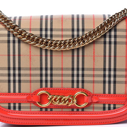 Burberry Patent 1983 Knight Check Link Shoulder Bag Bright Red 9 of 15