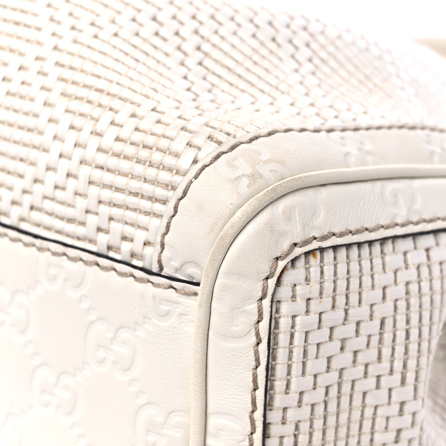 Gucci Woven Raffia Diamante Medium Sukey Tote White 9 of 15