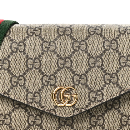 Gucci GG Supreme Monogram Textured Dollar Calfskin Web Mini Ophidia Envelope Shoulder Bag Beige Ebony New Acero 8 of 11