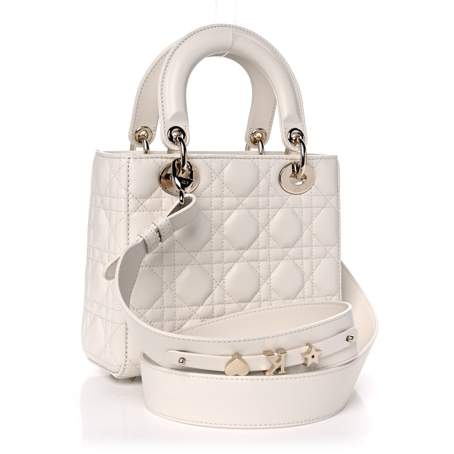 Christian Dior Lambskin Cannage Small My ABCDior Lady Dior White 3 of 12