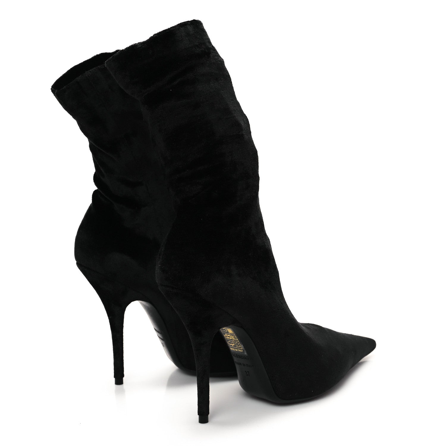 Balenciaga Velvet Spandex Extreme Pointed Toe Knife Ankle Boots 37 Black 5 of 8