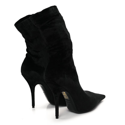 Balenciaga Velvet Spandex Extreme Pointed Toe Knife Ankle Boots 37 Black 5 of 8