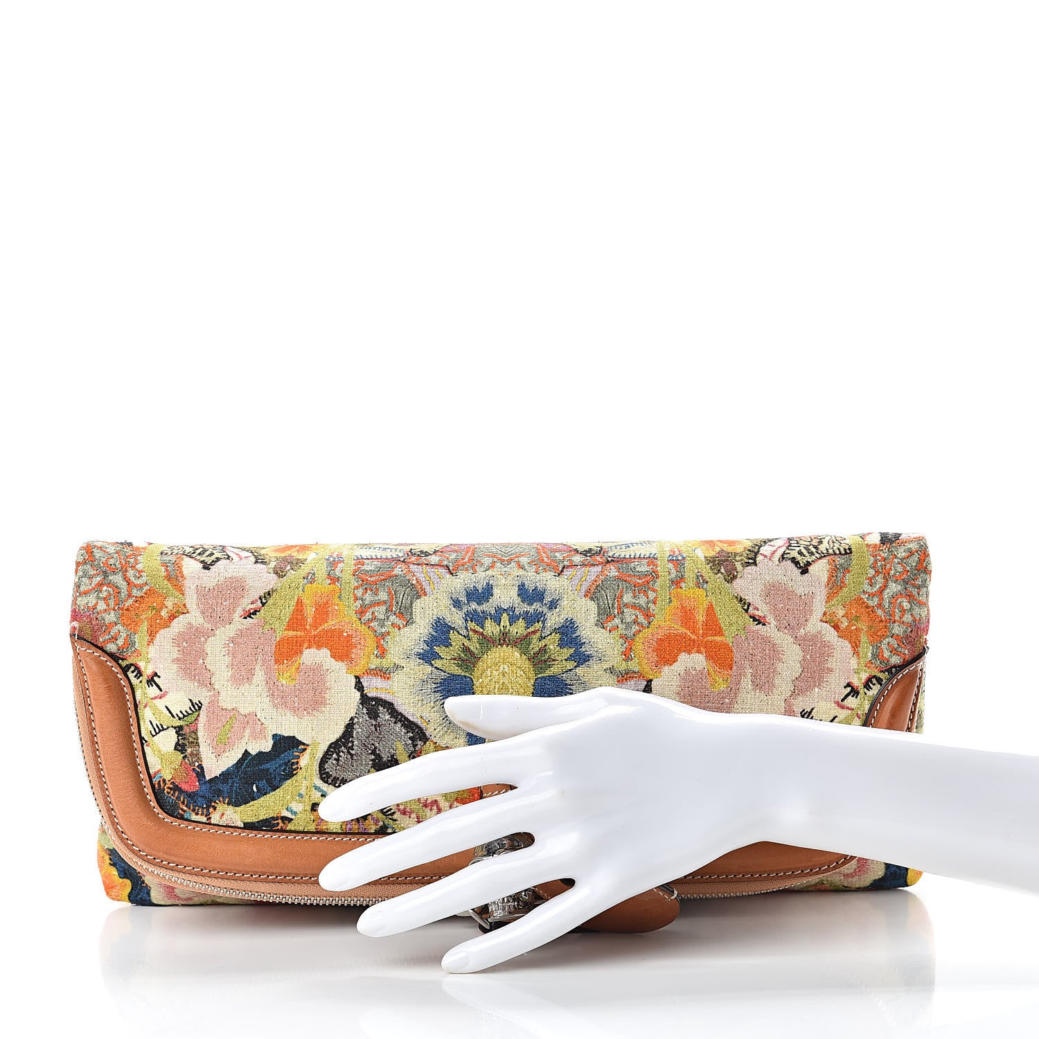 Alexander McQueen Canvas Floral Printed Padlock Skull Clutch Multicolor 2 of 9