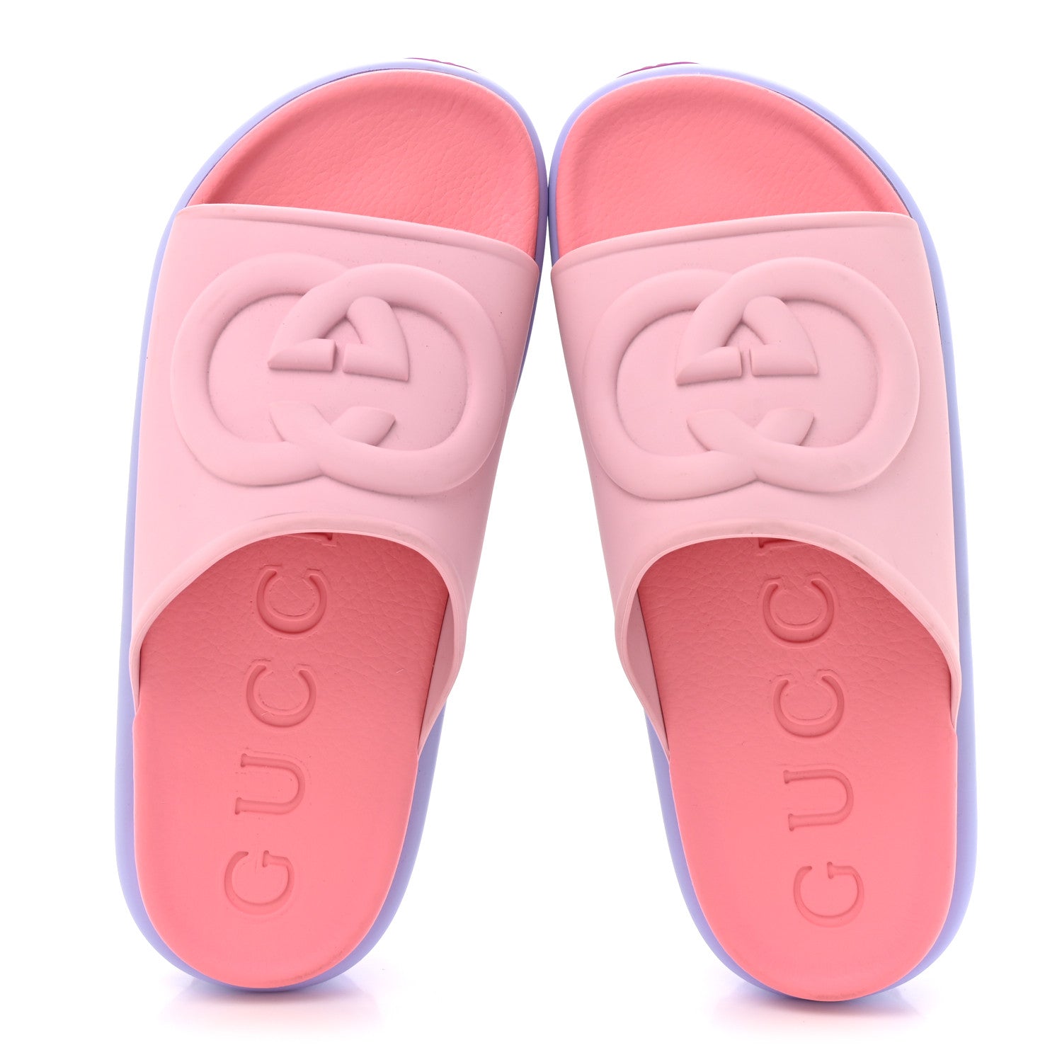 Gucci Soft Rubber Womens Interlocking G Platform 42mm Slide Sandals  38 Sugar Pink 2 of 13