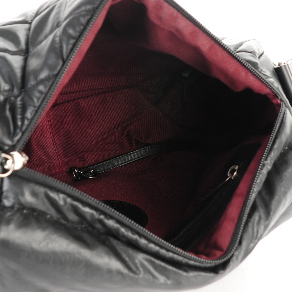 Coated Canvas Quilted Expandable Messenger Black