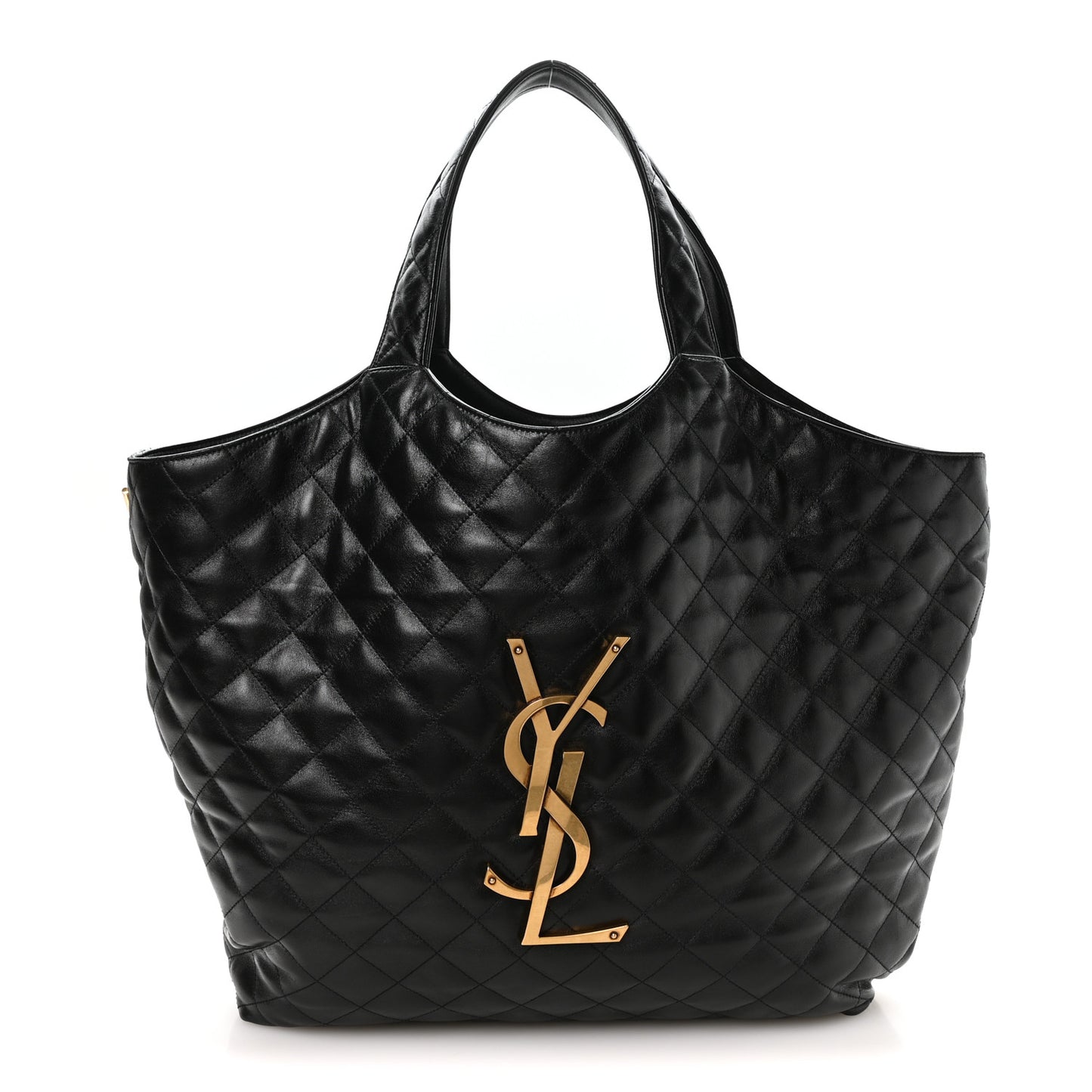 Lambskin Quilted Maxi Icare Shopping Tote Black