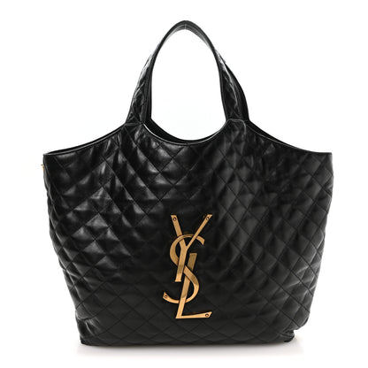 Saint Laurent Lambskin Quilted Maxi Icare Shopping Tote Black 1 of 10