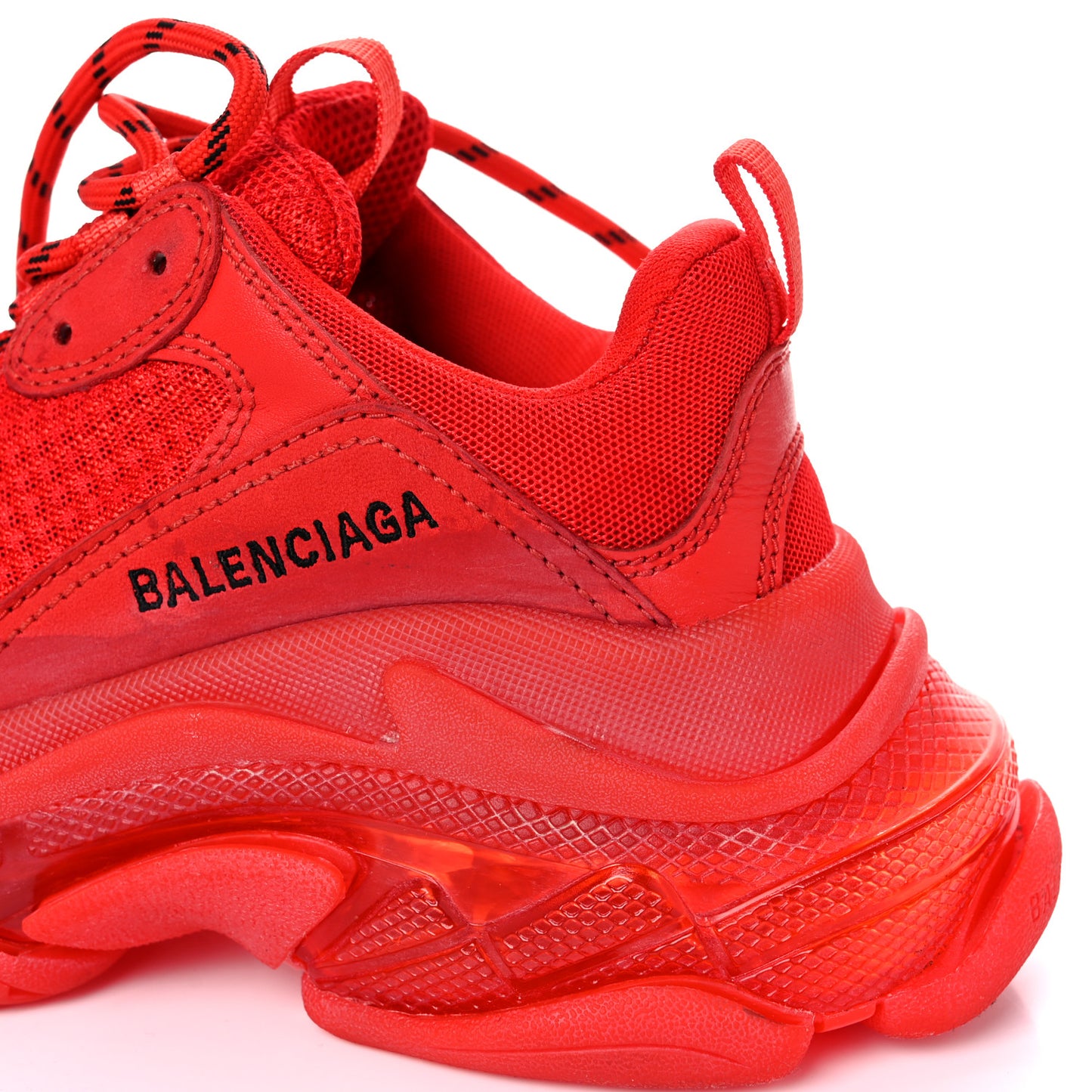 Fabric Mesh Clear Sole Womens Triple S Sneakers 37 Rouge Vif