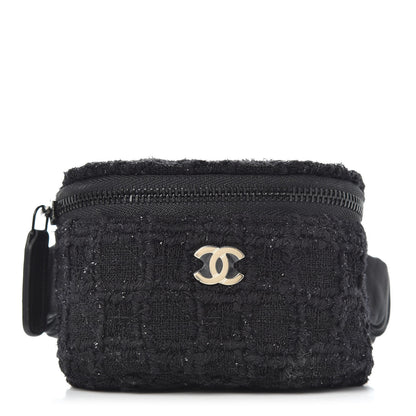 Chanel Tweed Lambskin Quilted Arm Coin Purse Black 1 of 10
