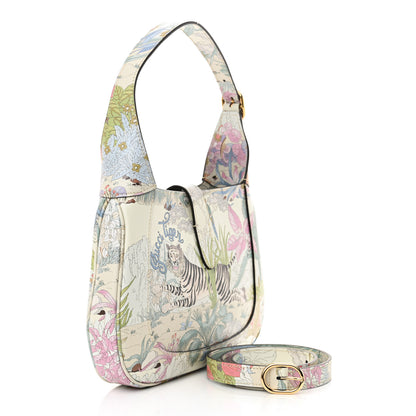 Gucci New Shangai Calfskin Tiger Savanah Small Jackie 1961 Hobo Chalky White Multicolor 3 of 10