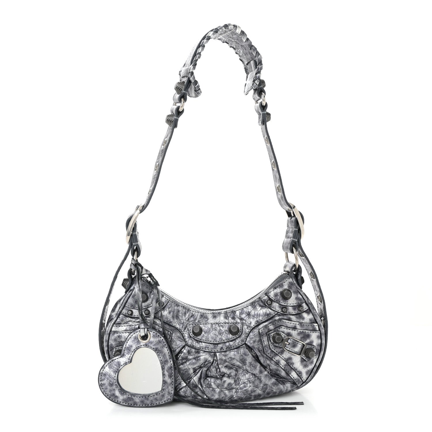 Balenciaga Metallic Agneau Arena Leopard Le Cagole Shoulder Bag XS Dark Grey 3 of 12