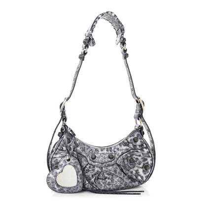 Balenciaga Metallic Agneau Arena Leopard Le Cagole Shoulder Bag XS Dark Grey 3 of 12