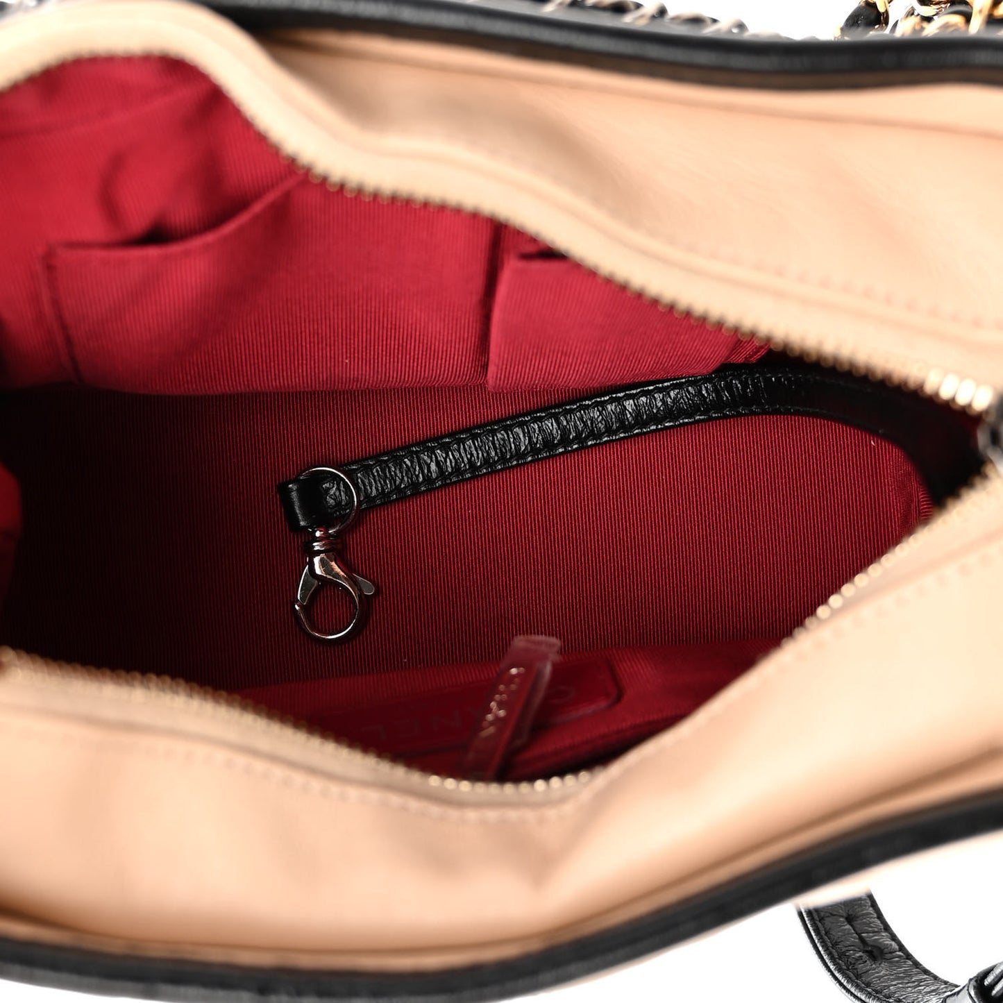 Aged Calfskin Quilted Small Gabrielle Hobo Beige Black