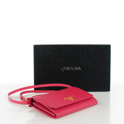 Prada Saffiano Metal Mini Crossbody Wallet Peonia 5 of 8
