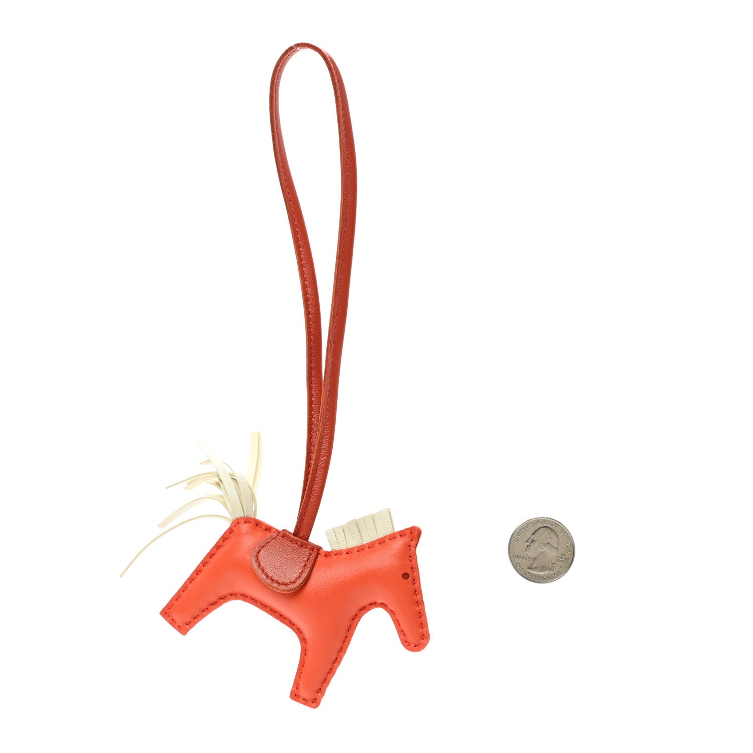 Hermes Milo Lambskin Grigri Rodeo Horse Bag Charm PM Orange Poppy Craie Terre Battue 2 of 5