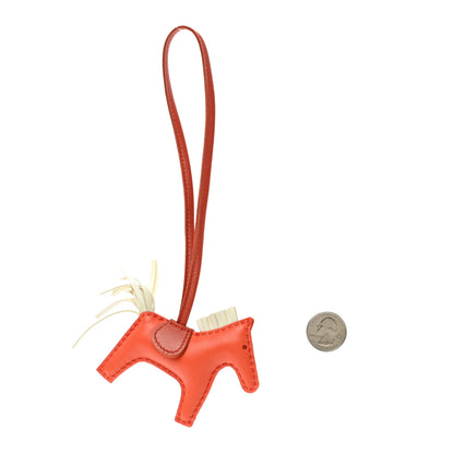 Hermes Milo Lambskin Grigri Rodeo Horse Bag Charm PM Orange Poppy Craie Terre Battue 2 of 5