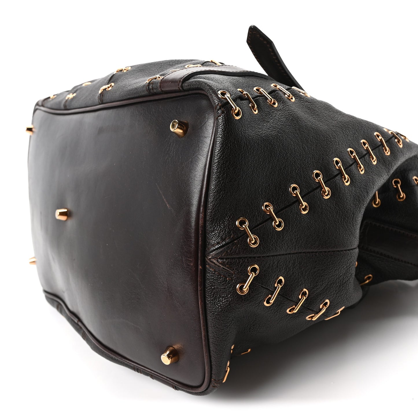 Calfskin Metal Stitch Lowry Chocolate Brown