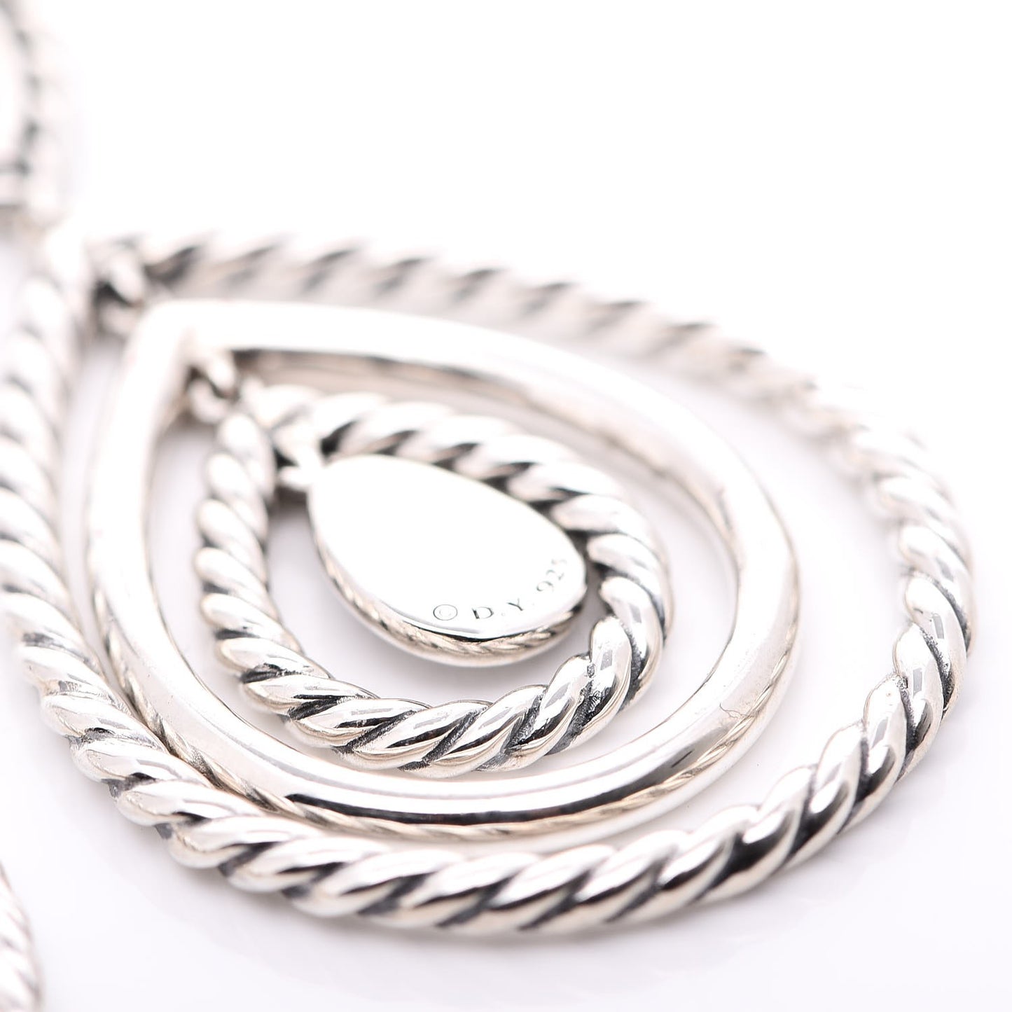 Sterling Silver Diamond Cable Classic Teardrop Earrings