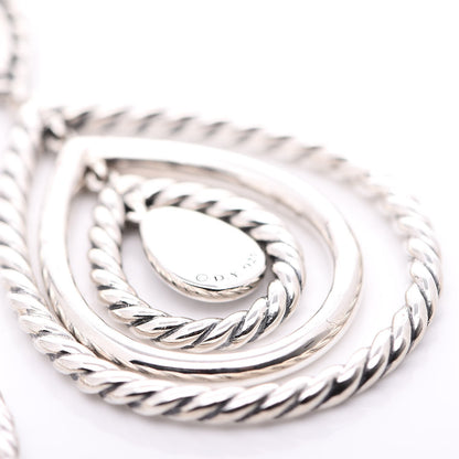 David Yurman Sterling Silver Diamond Cable Classic Teardrop Earrings 3 of 7