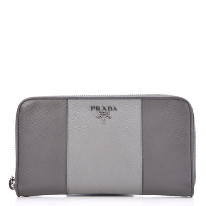 Prada Saffiano Bi-Color Metal Zip Around Wallet Marmo Nube 1 of 7