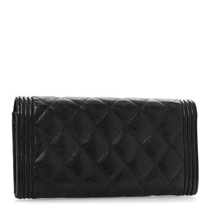 Chanel Caviar Quilted Large Boy Gusset Flap Wallet Black 3 of 12