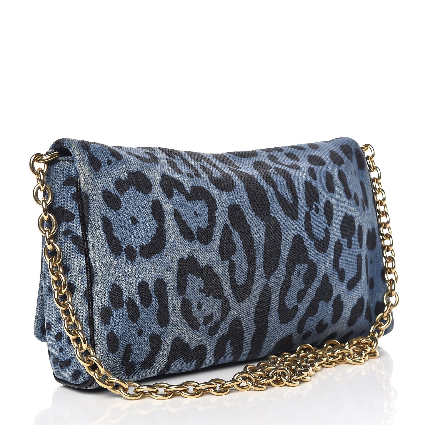Denim Leopard Print Miss Martini Shoulder Bag Blue