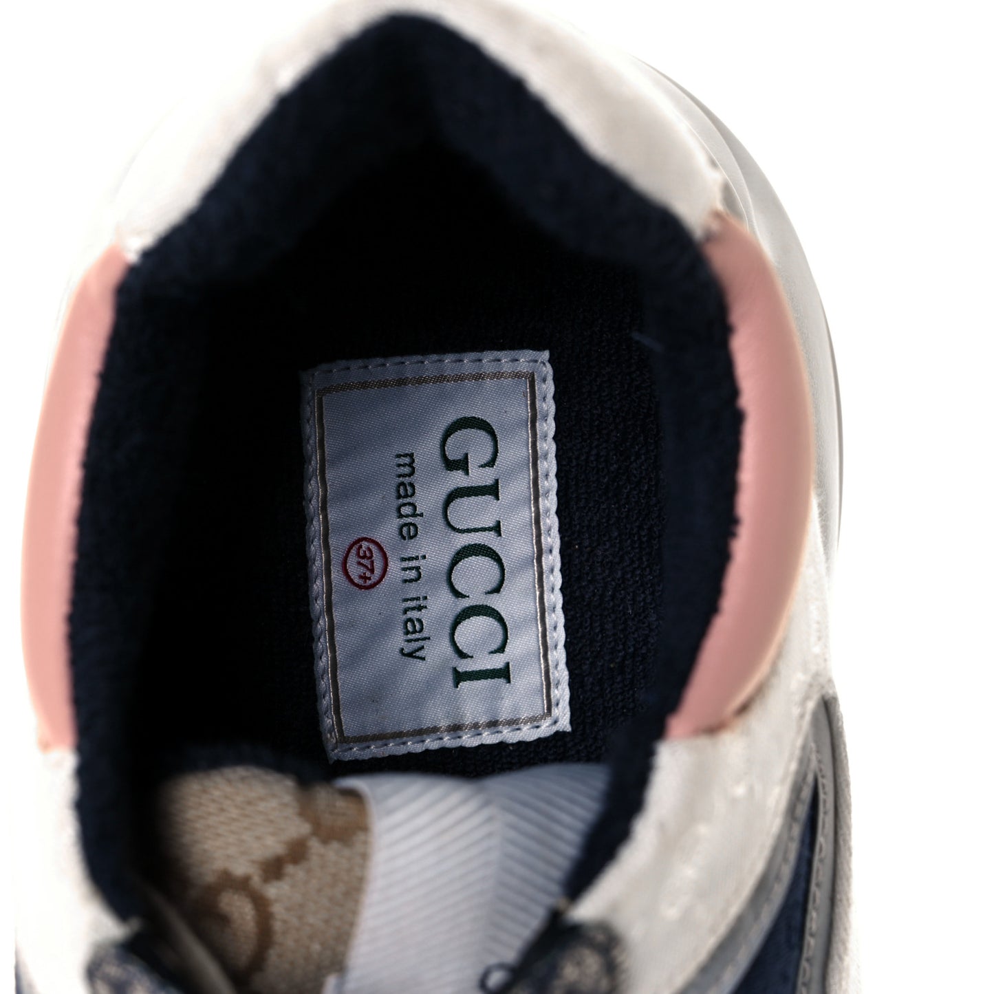 GG Supreme Monogram Mix Monogram Womens Rhyton Sneakers 37.5 London Blue Beige Pale Pink