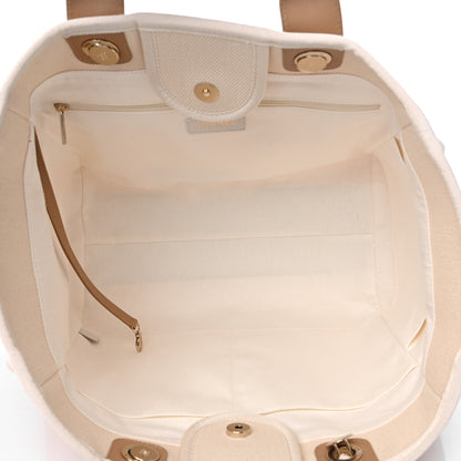 Chanel Canvas Pearl Medium Deauville Tote Ecru Beige 5 of 9