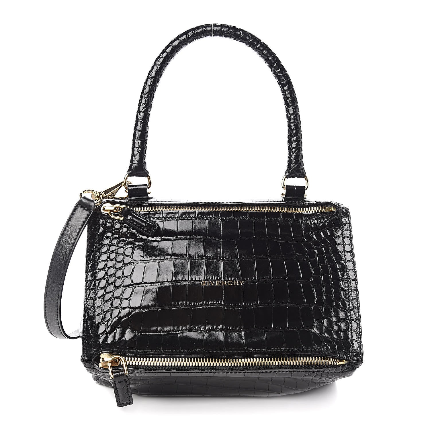 Givenchy Calfskin Crocodile Embossed Small Pandora Black 1 of 10
