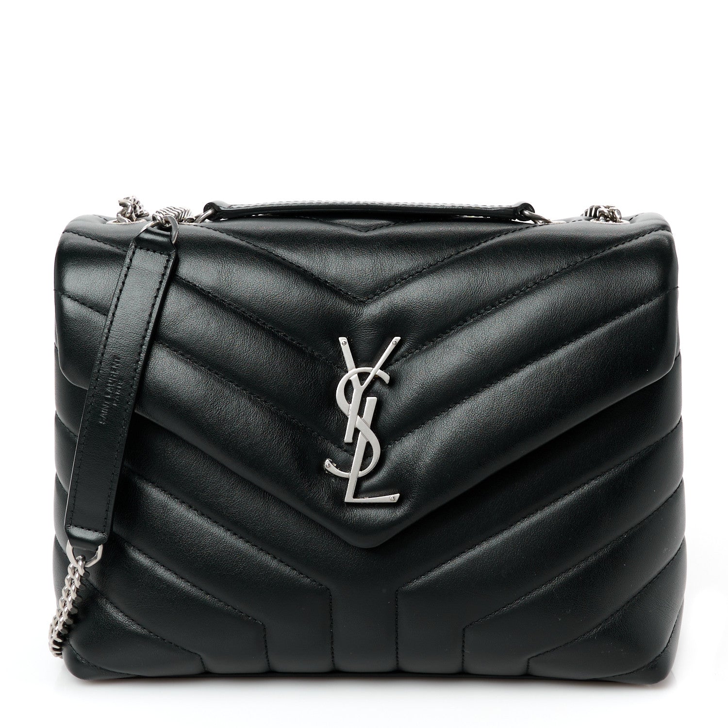 Saint Laurent Calfskin Y Quilted Monogram Small Loulou Chain Satchel Black 1 of 11
