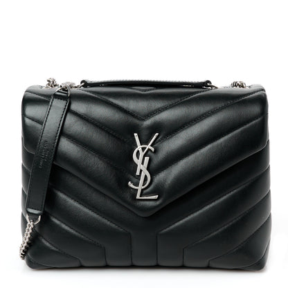 Saint Laurent Calfskin Y Quilted Monogram Small Loulou Chain Satchel Black 1 of 11